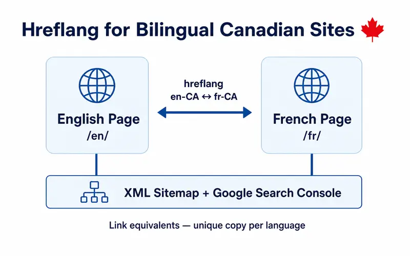 Hreflang diagram for English and French Canadian pages