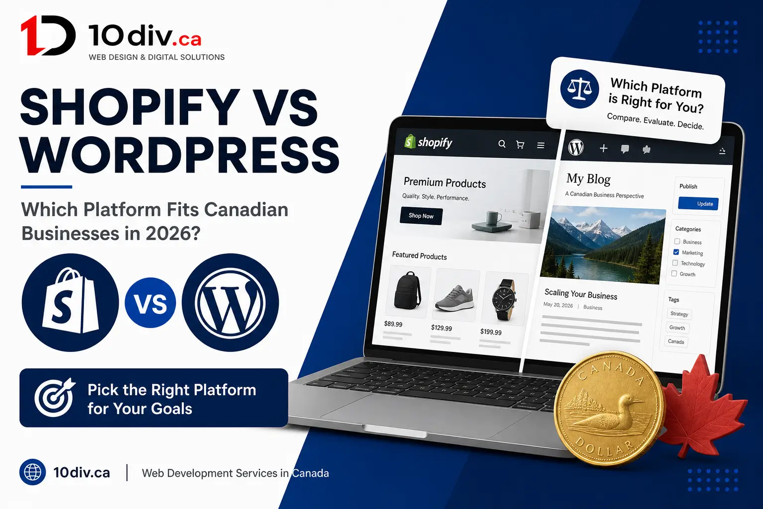 Shopify vs WordPress comparison for Canadian businesses