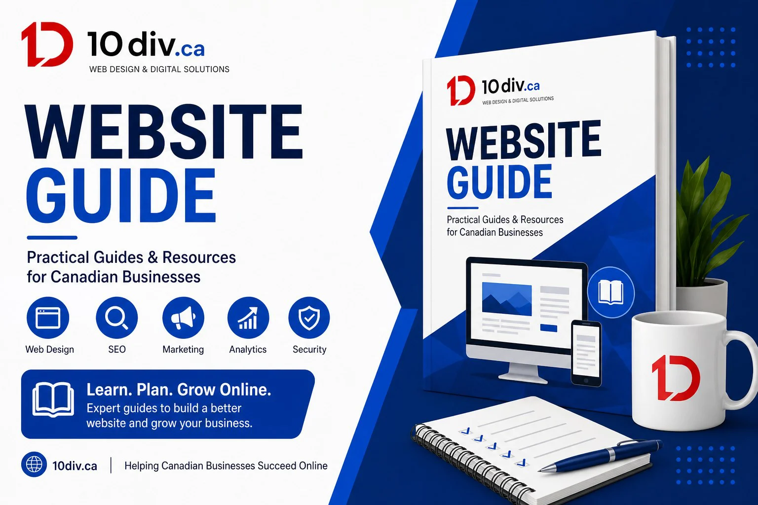 Canadian business website planning on a laptop